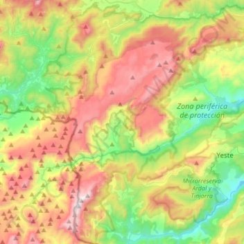 Mapa topográfico Parque Natural de los Calares del Mundo y de la Sima, altitude, relevo