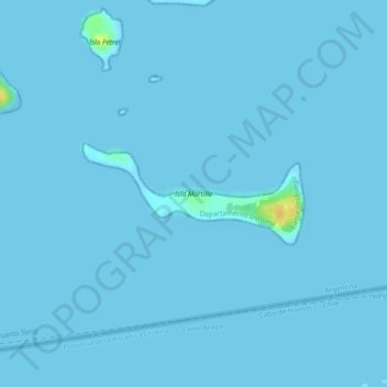 Mapa topográfico Isla Martillo, altitude, relevo