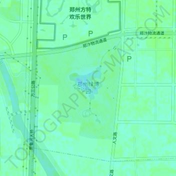 Mapa topográfico 郑州绿博园, altitude, relevo