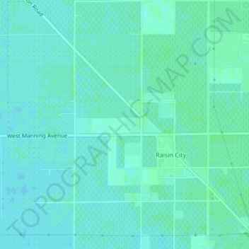 Mapa topográfico Raisin City, altitude, relevo