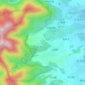 Mapa topográfico 光明寺水库, altitude, relevo