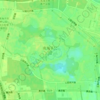 Mapa topográfico 南海子公园, altitude, relevo