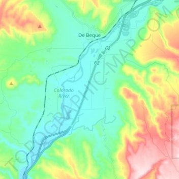Mapa topográfico De Beque, altitude, relevo