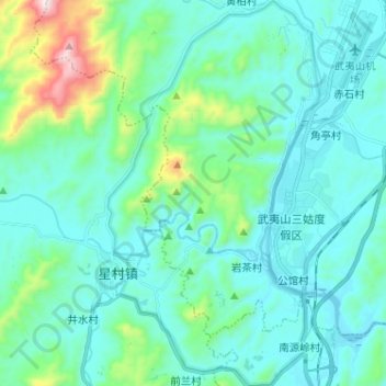 Mapa topográfico 武夷山国家级风景名胜区, altitude, relevo