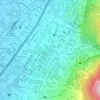 Mapa topográfico Parque Santander, altitude, relevo