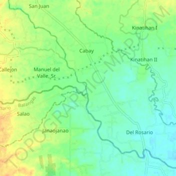 Mapa topográfico Malaking Tubig River, altitude, relevo