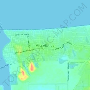 Mapa topográfico Villa Allende, altitude, relevo