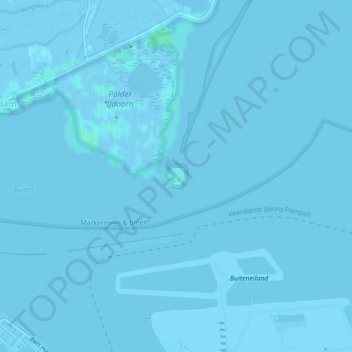 Mapa topográfico Vuurtoreneiland, altitude, relevo