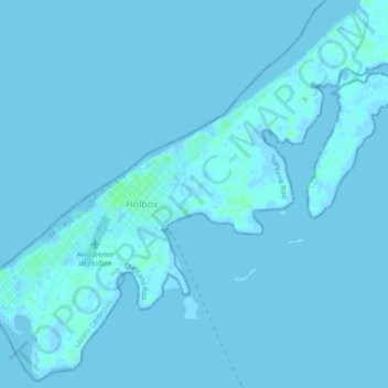 Mapa topográfico Isla Holbox, altitude, relevo