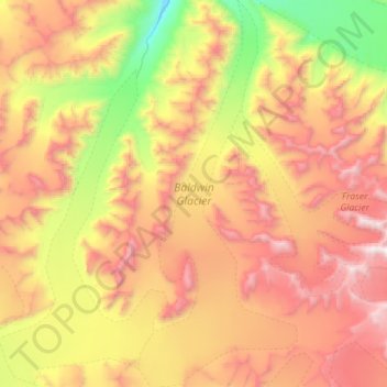 Mapa topográfico Baldwin Glacier, altitude, relevo