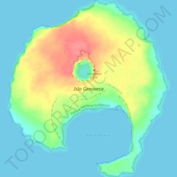 Mapa topográfico Isla Genovesa, altitude, relevo