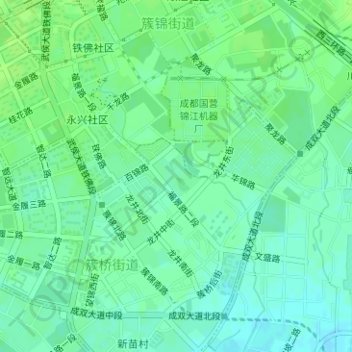 Mapa topográfico 簇锦公园, altitude, relevo