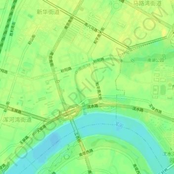 Mapa topográfico 南运河, altitude, relevo