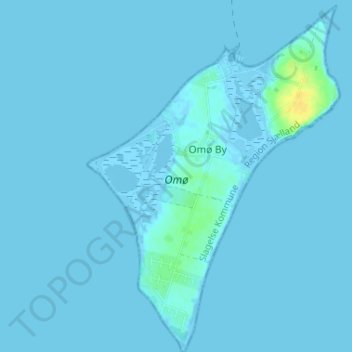 Mapa topográfico Omø, altitude, relevo