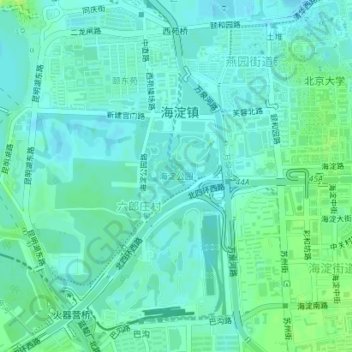 Mapa topográfico 海淀公园, altitude, relevo