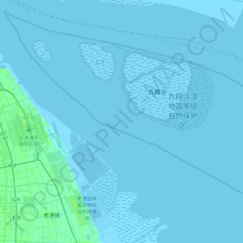 Mapa topográfico 长江南槽, altitude, relevo