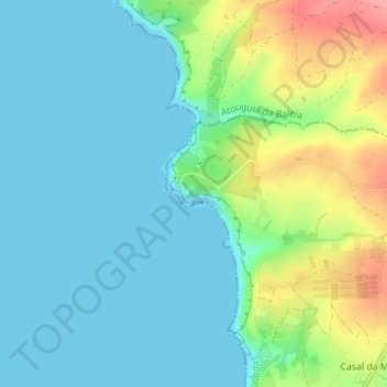 Mapa topográfico Forte de Paimogo, altitude, relevo
