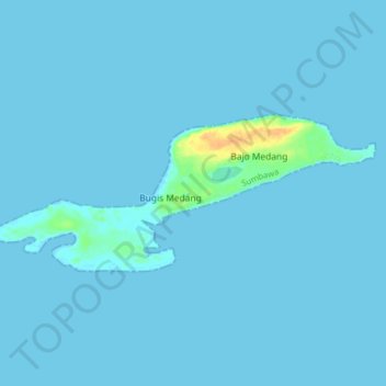 Mapa topográfico Pulau Medang, altitude, relevo