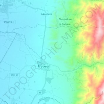 Mapa topográfico Río Bolo, altitude, relevo