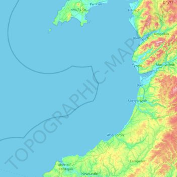 Mapa topográfico Cardigan Bay, altitude, relevo