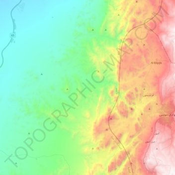 Mapa topográfico البترا, altitude, relevo