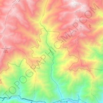 Mapa topográfico Rio Verde, altitude, relevo