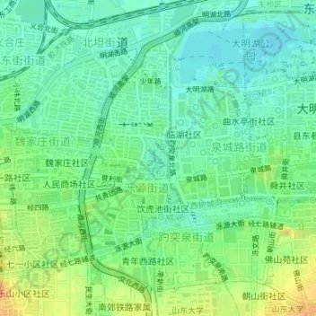 Mapa topográfico 五龙潭公园, altitude, relevo