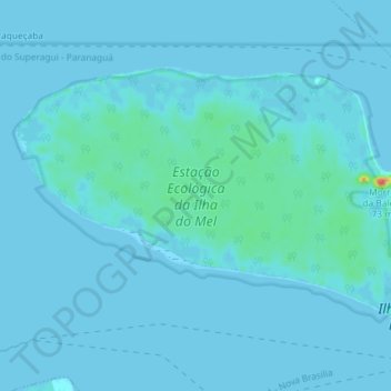 Mapa topográfico Estação Ecológica da Ilha do Mel, altitude, relevo