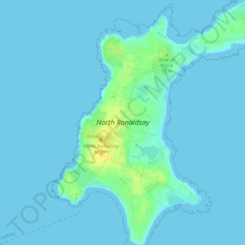 Mapa topográfico North Ronaldsay, altitude, relevo