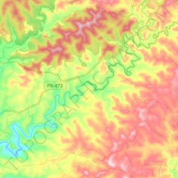 Mapa topográfico Rio das Cobras, altitude, relevo