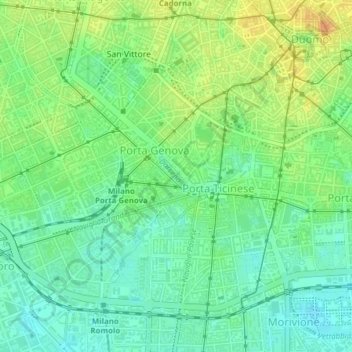 Mapa topográfico Darsena, altitude, relevo