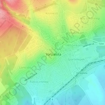 Mapa topográfico Zichy-kastély, altitude, relevo