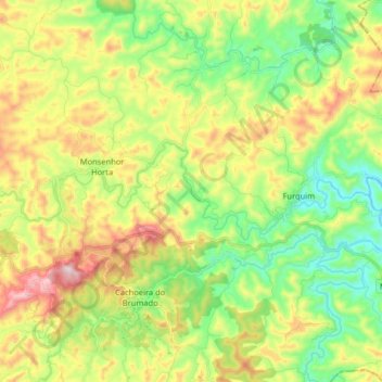 Mapa topográfico Rio do Carmo, altitude, relevo