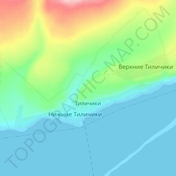 Mapa topográfico Тиличики, altitude, relevo