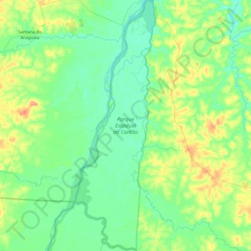 Mapa topográfico Parque Estadual do Cantão, altitude, relevo