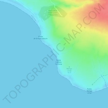 Mapa topográfico Praia de Santa Mónica, altitude, relevo