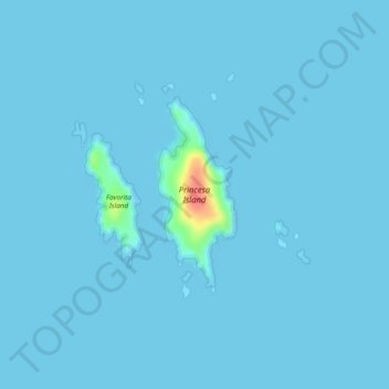 Mapa topográfico Princesa Island, altitude, relevo