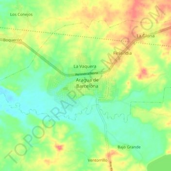 Mapa Topografico Aragua De Barcelona Altitude Relevo