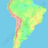 Mapa topográfico América do Sul, altitude, relevo