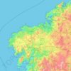 Mapa topográfico A Corunha, mapa de relevo, mapa de altitude