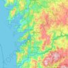 Mapa topográfico Pontevedra, mapa de relevo, mapa de altitude