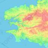 Mapa topográfico Finistère, relevo, altitude