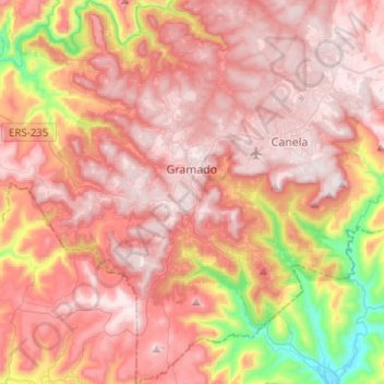 Mapa topográfico Gramado, altitude, relevo