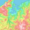 Mapa topográfico Ortigueira, mapa de relevo, mapa de altitude