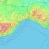 Mapa topográfico Ligúria, relevo, altitude
