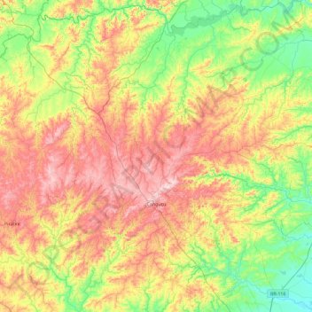 Mapa topográfico Canguçu, altitude, relevo