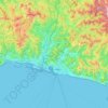 Mapa topográfico Génova, relevo, altitude