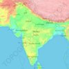 Mapa topográfico India, altitude, relevo
