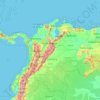 Mapa topográfico Colômbia, altitude, relevo