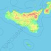 Mapa topográfico Sicília, relevo, altitude